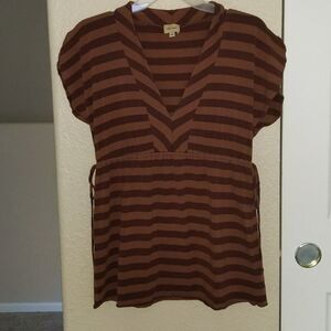 Ella Moss Women's Striped Y2K style Shirt Ruched Tie Sides XS